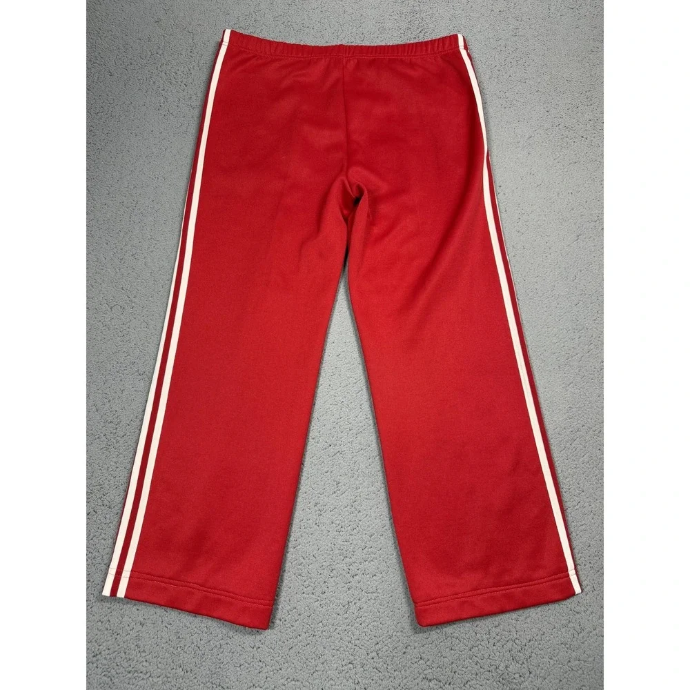 VTG Adidas 70s Pants Men M Red Knit Track 3 Stripe Zip Pocket Originals Straight